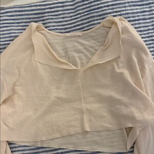 12th Tribe Cream Ribbed Crop Top